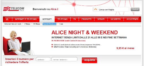 alice night weekend Alice Night & Weekend – l’ADSL a 10€ al mese
