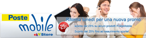 postemobile store 25% di sconto sui cellulari PosteMobile