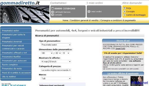 gommadiretto GommaDiretto.it   5% di Sconto su tutto il Carrello