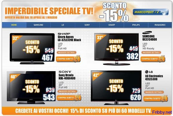 15 di sconto tv marcopolo 15% di Sconto su oltre 60 TV da MarcoPoloShop