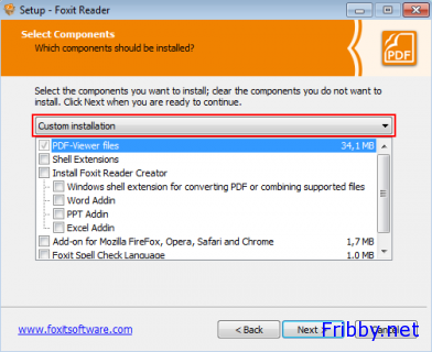 foxit reader installazione scelta componenti