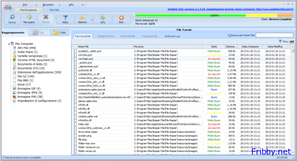 undelete360 file cancellati trovati