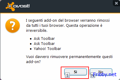 avast browser cleanup conferma eliminazione