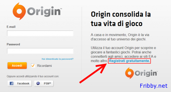 Registrazione Origin