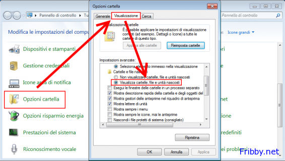 abilitare la visualizzazione di file e cartelle nascoste